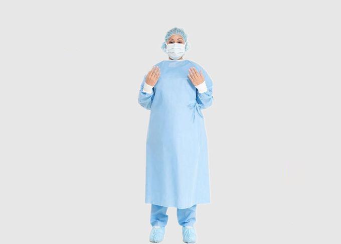 完全な背部/伸縮性がある袖口が付いているSmsの物質的な医学の保護服装