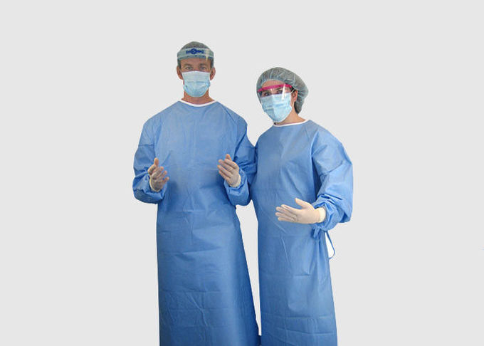青い色の首/ウエストのタイが付いている医学の保護服装のガウン